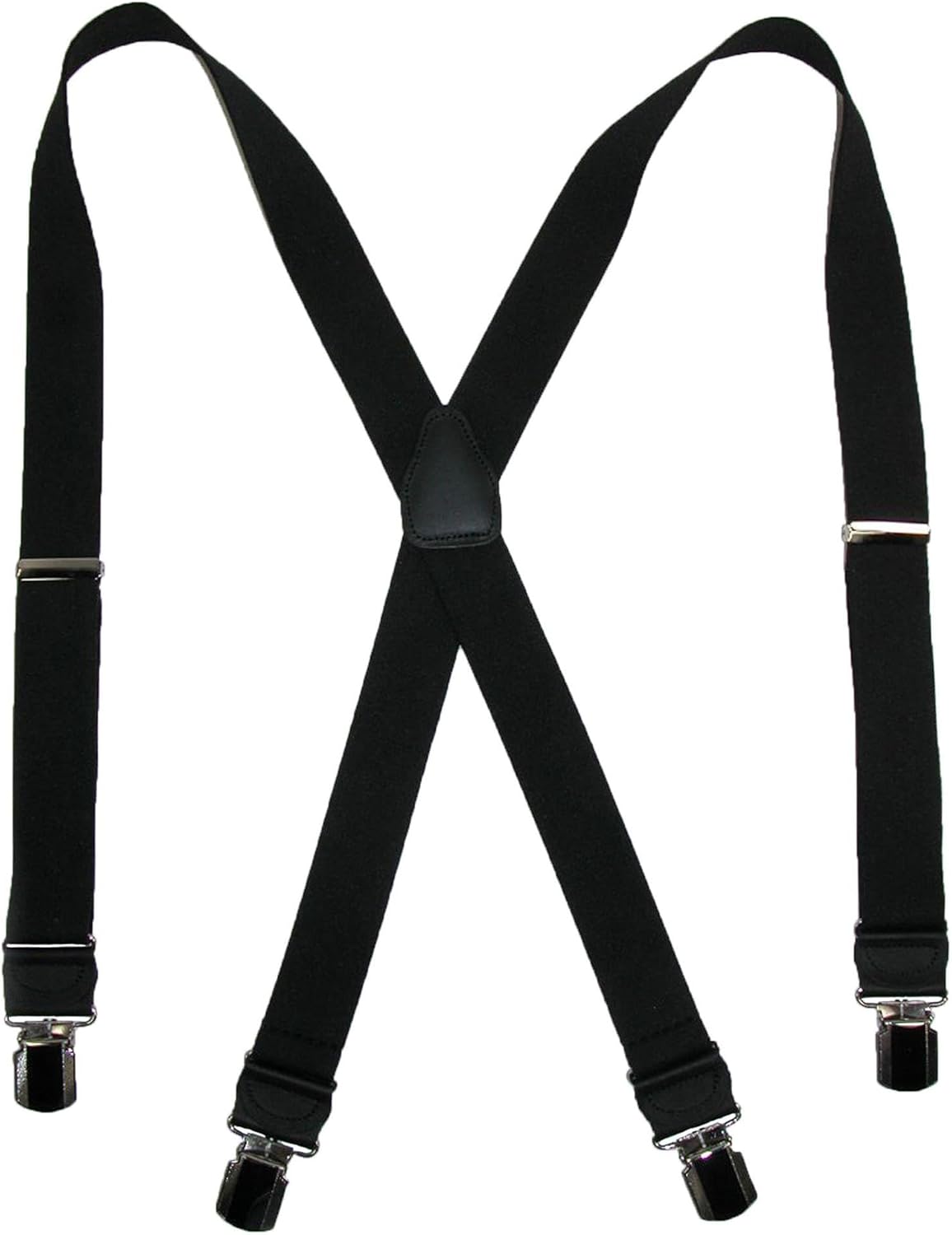 CTM Men's Elastic Anti Slip Pin Clip Suspenders with Leather Drop Tabs - Image 3