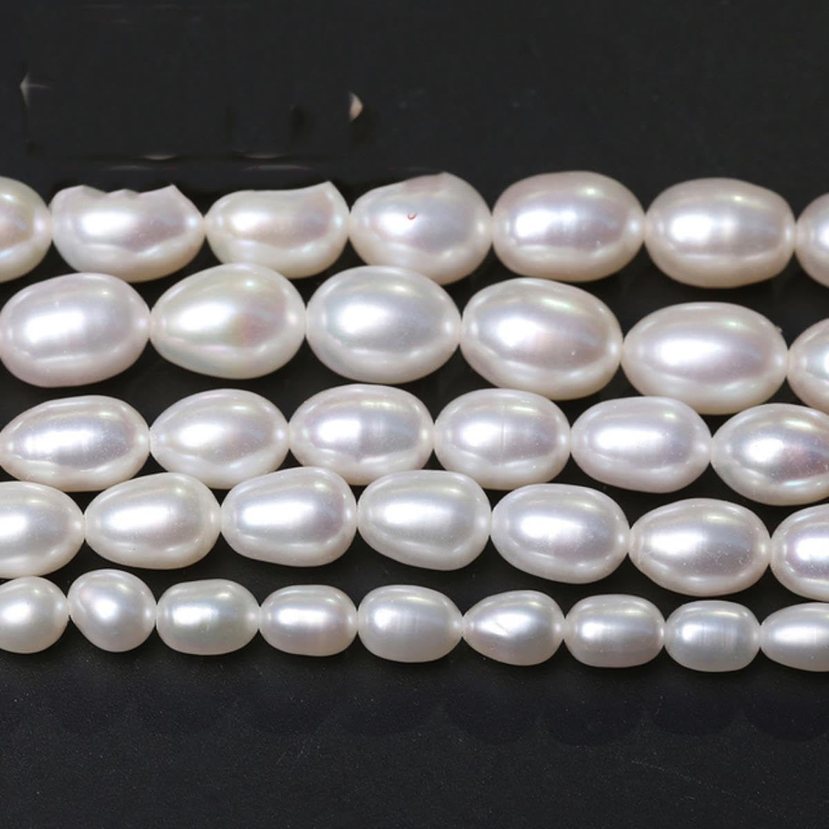Perla Di Riso Bianca AA, Perle Ovali D'acqua Dolce Autentiche Da 7-8 Mm - Foto 12