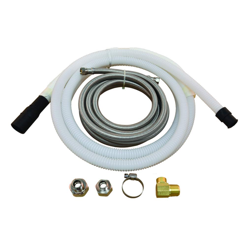 Eastman 69007 - Kit de drenaje y lavavajillas de acero inoxidable con puerto pequeño, 10 pies de longitud, color blanco, pies
