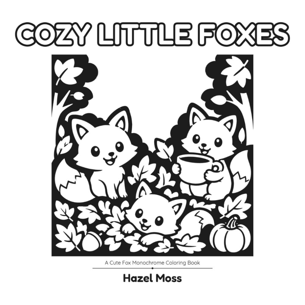 Cozy Little Foxes: A Cute Fox Monochrome Coloring Book (BOLD & EASY MONOCHROME)