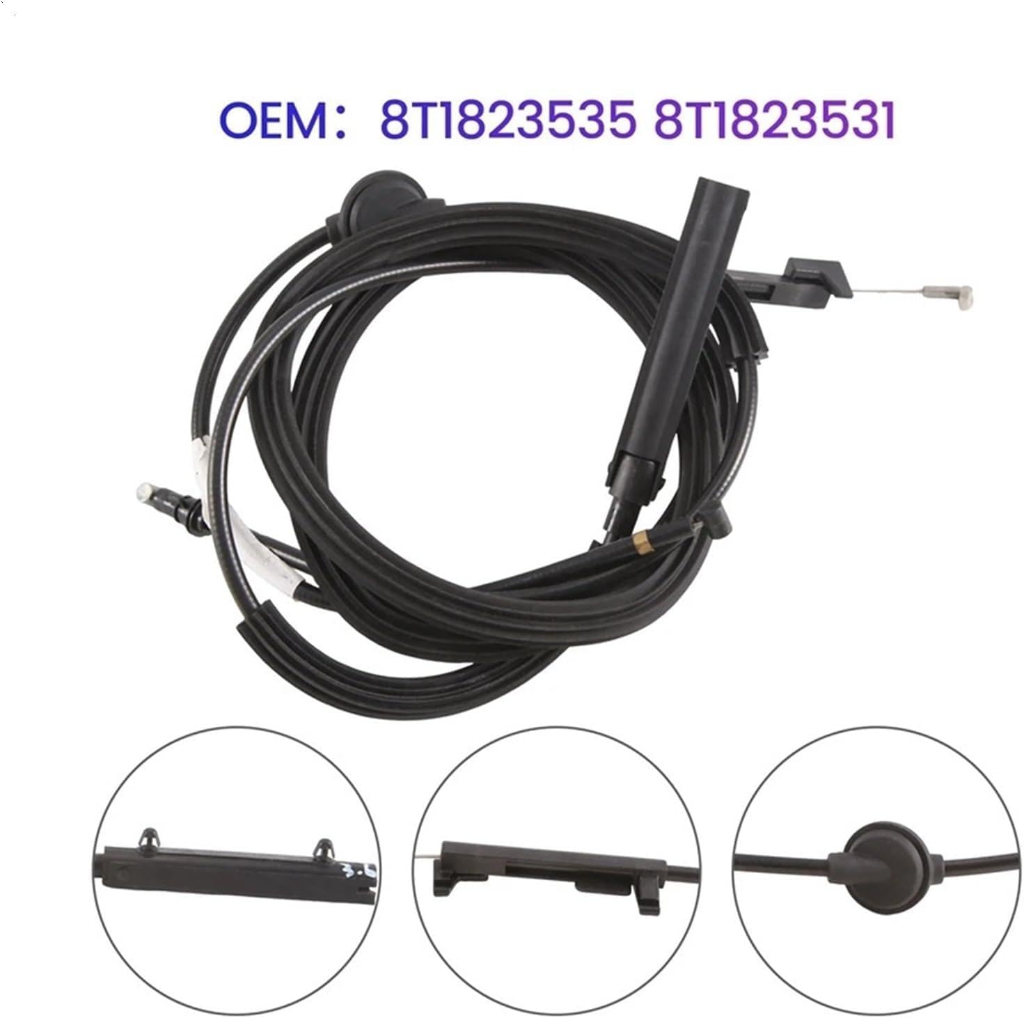 Car Front/Rear Hood Lock Latch Release Cable Fit For Audi A4 S4 A5 S5 8T1823535 8T1823531 Replacement Accessories(Rear)