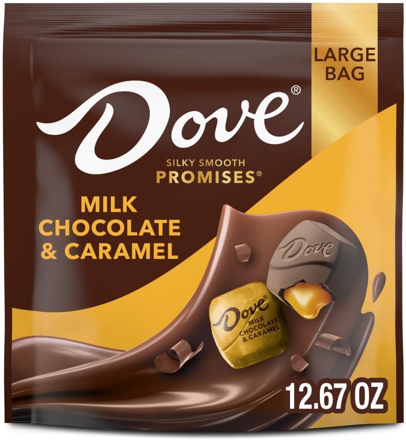 DOVE PROMISES Milk Chocolate & Caramel Candy, Chocolates Individually Wrapped, Candy Bulk Bag, 12.67 Oz Large Bag