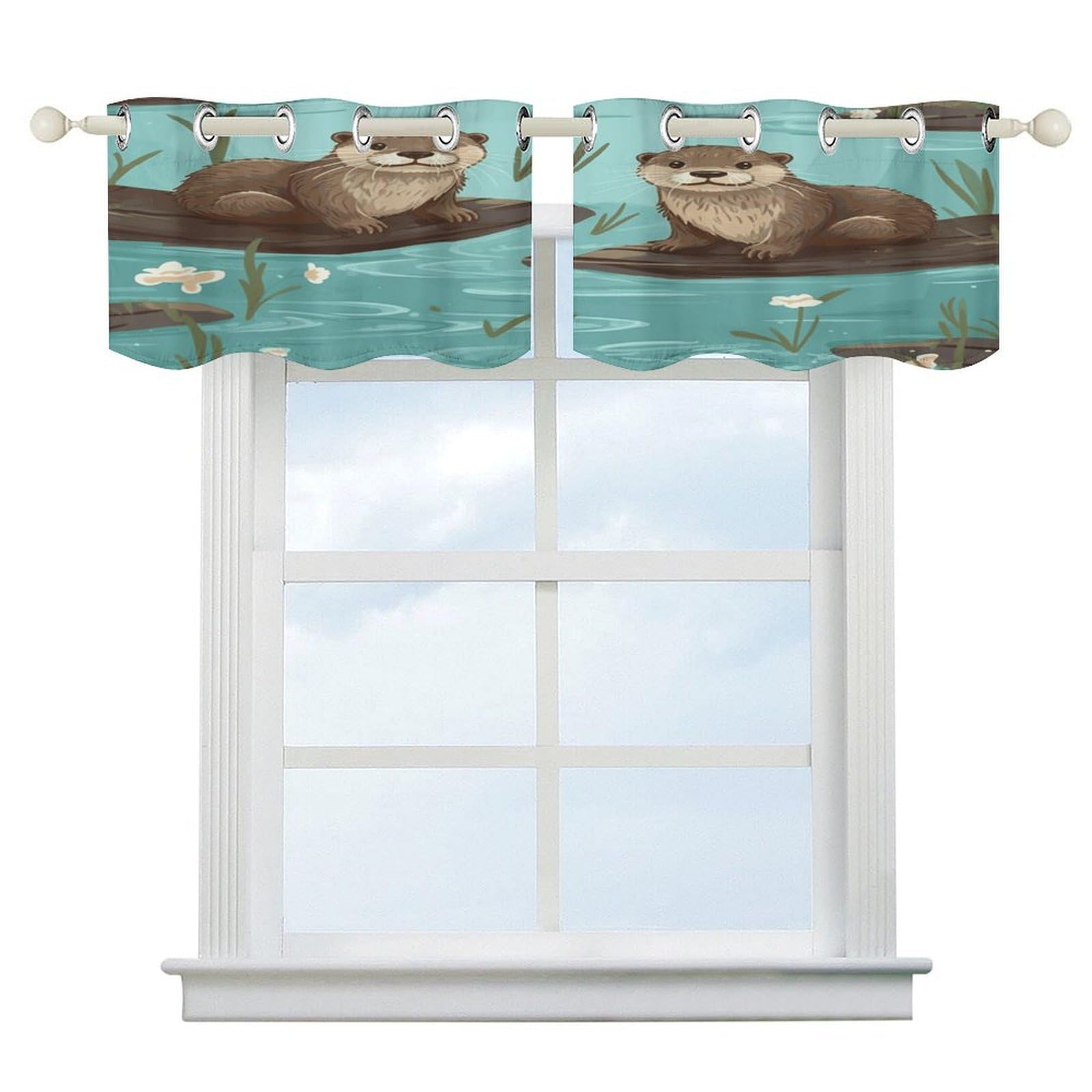 Fekiloot Style Otters Short Curtains Valance Curtain