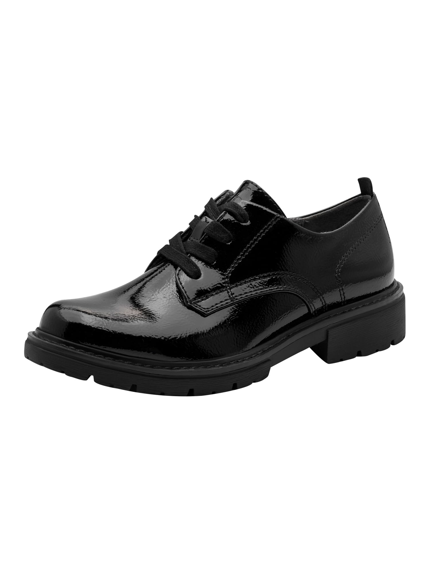Jana Women’s Oxford Lace-Up Shoes Vegan, Black Patent, 3,5 UK