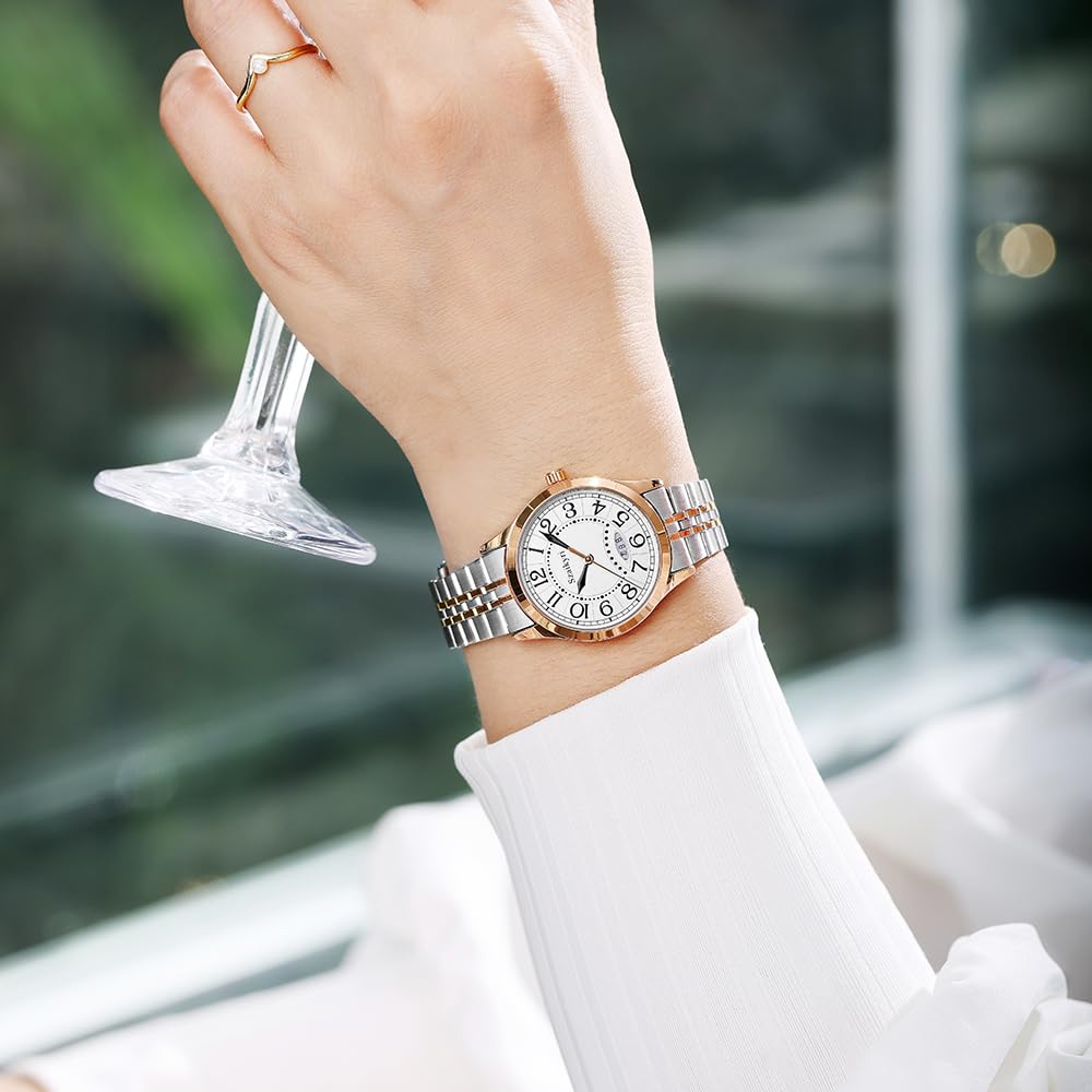 Szaikyri Clasica Reloj Mujer con Numerales Árabes de Tiempo Fácil de Leer Mujer Reloj con Calendario Resistente al Agua