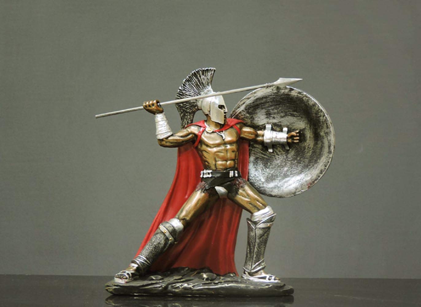 Figurine de guerrier romain, statue de guerrier ancien gladiateur romain sculptée ornement modèle de guerrier antique H 24 cm