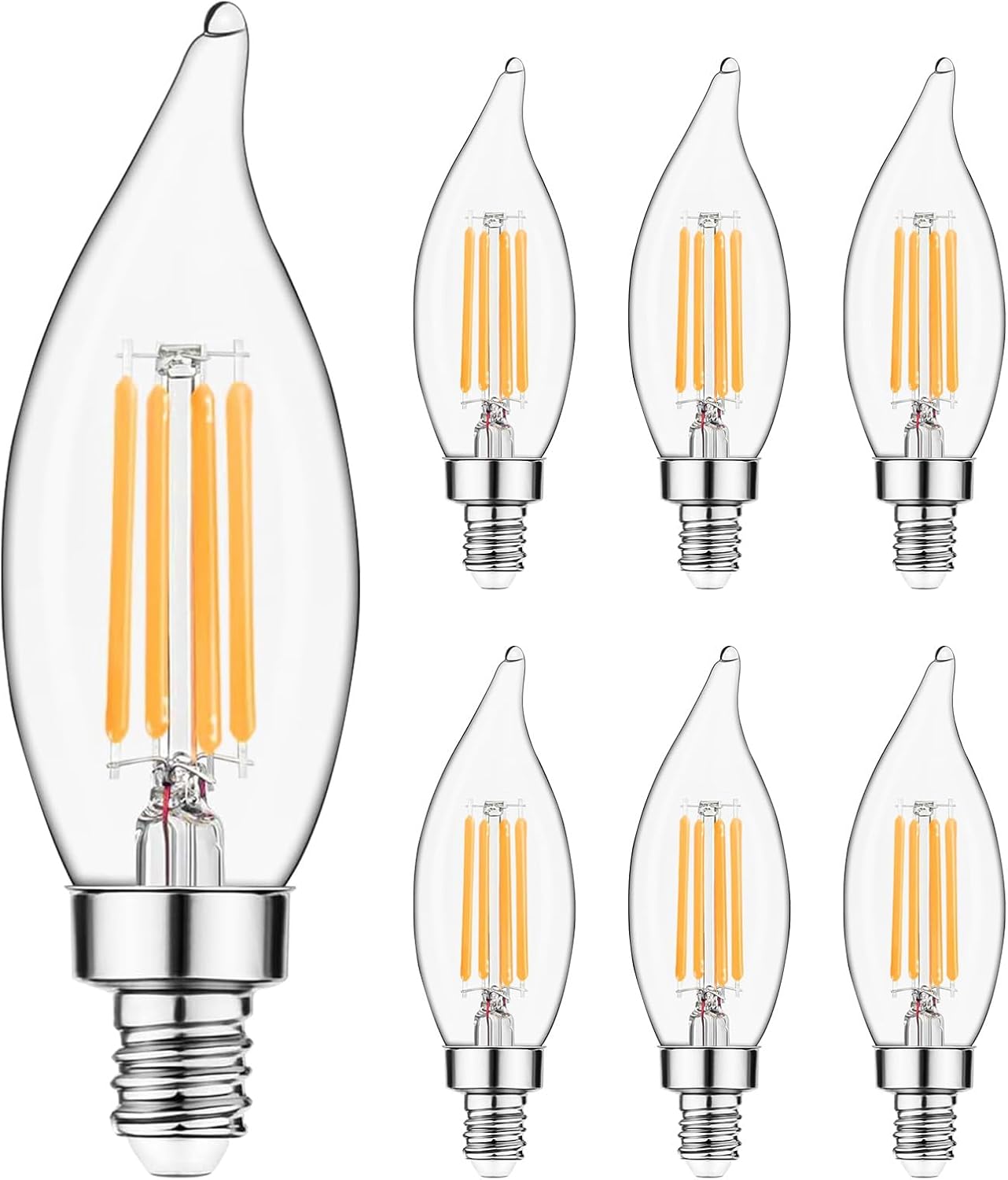 Sigalux E12 Candelabra Bulb 60 watt Equivalent, 2700K Warm White LED E12 Bulb Dimmable, CA10 Candle Light Bulbs for Chandelier, 450LM, 5W, 6 Pack