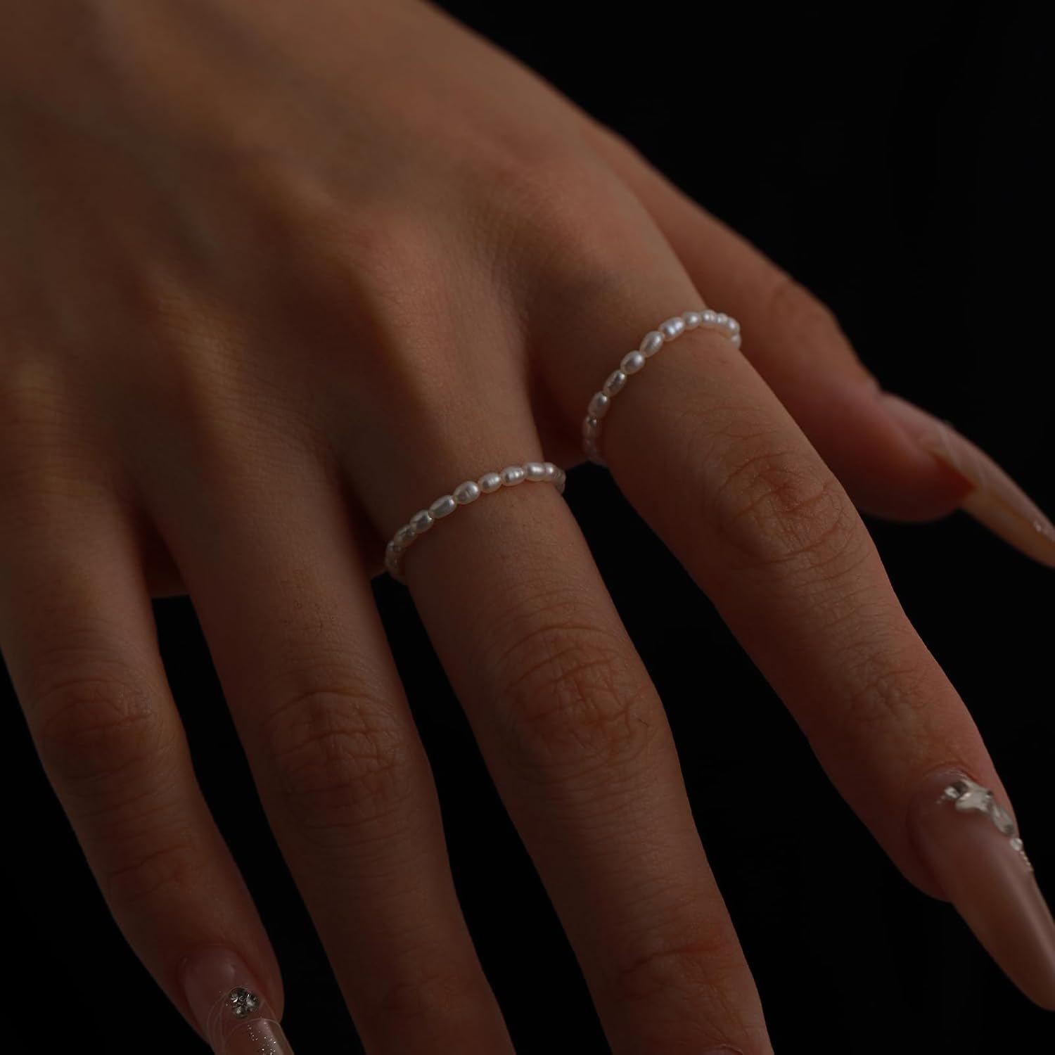 14K Gold Filled ring, dainty stackable handpicked premium 1.8-2mm cultured freshwater pearl ring women's - Image 4