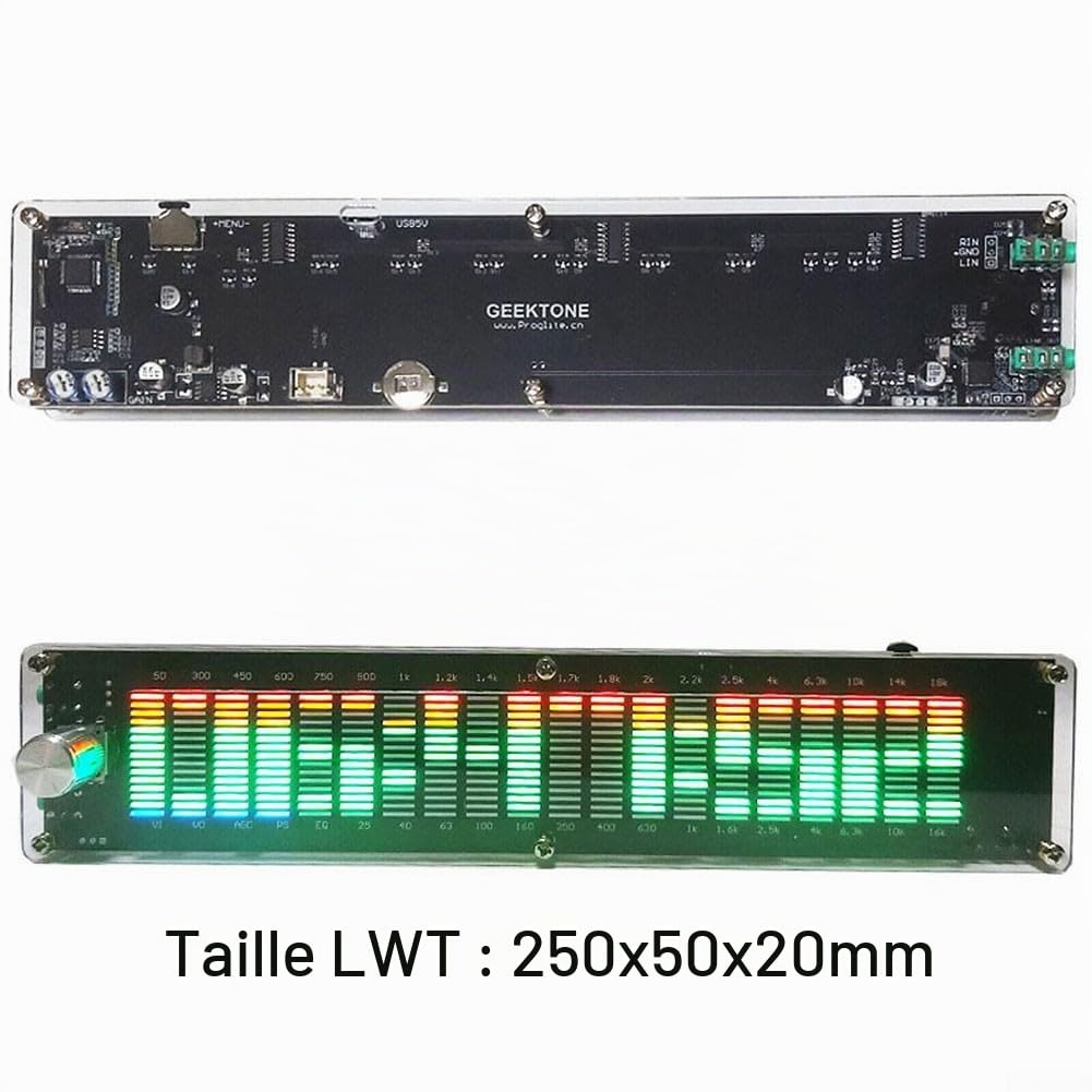 Affichage LED de niveau audio, indicateur de spectre de musique, égaliseur pour DSP, analyseur de spectre audio musical, VU mètre, affichage LED USB (avec pour DSP)