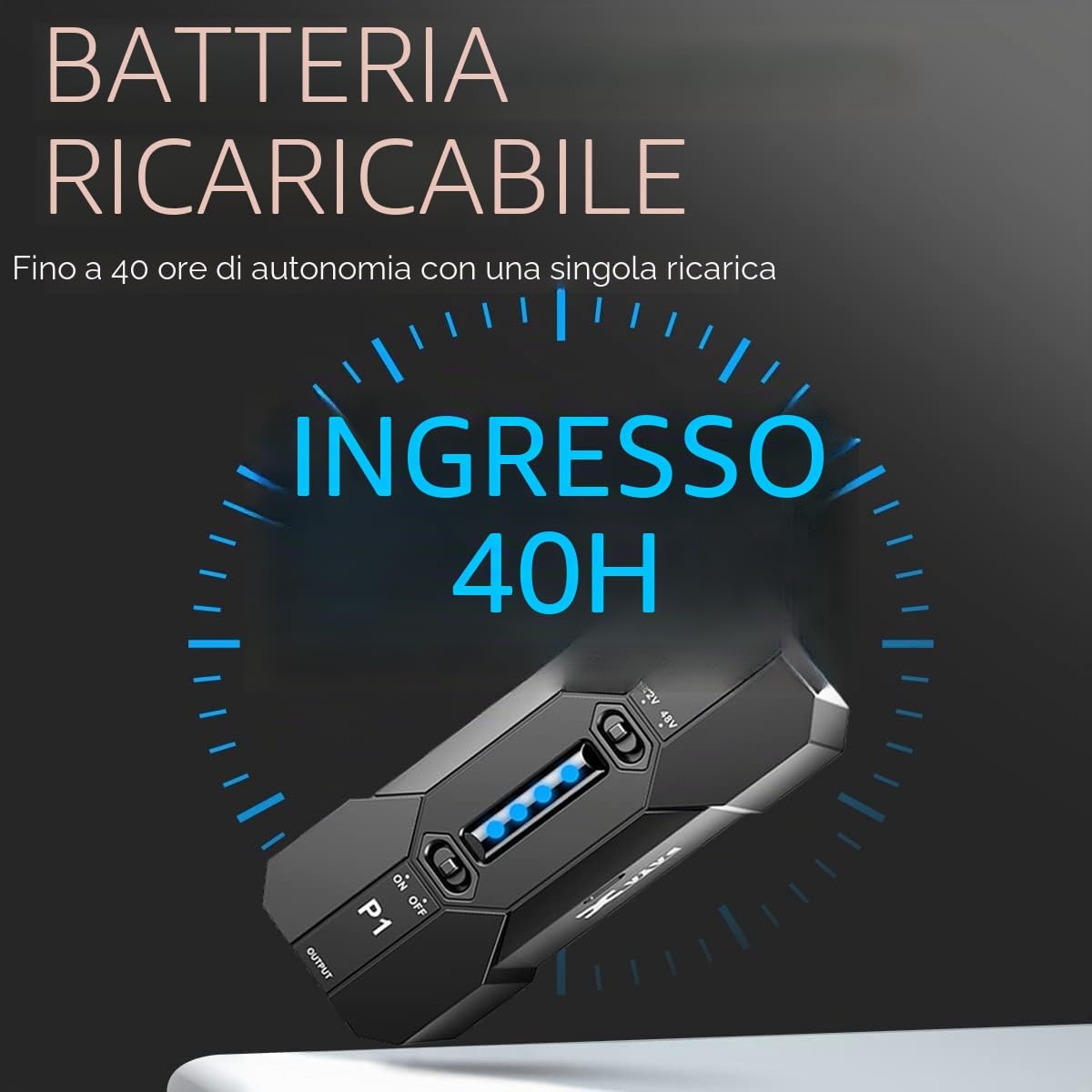 Xvive P1 Alimentazione Phantom Portatile Ricaricabile Phantom 48V/12V Alimentazione per Microfono a Condensatore, DI box e Attrezzatura di Registrazione