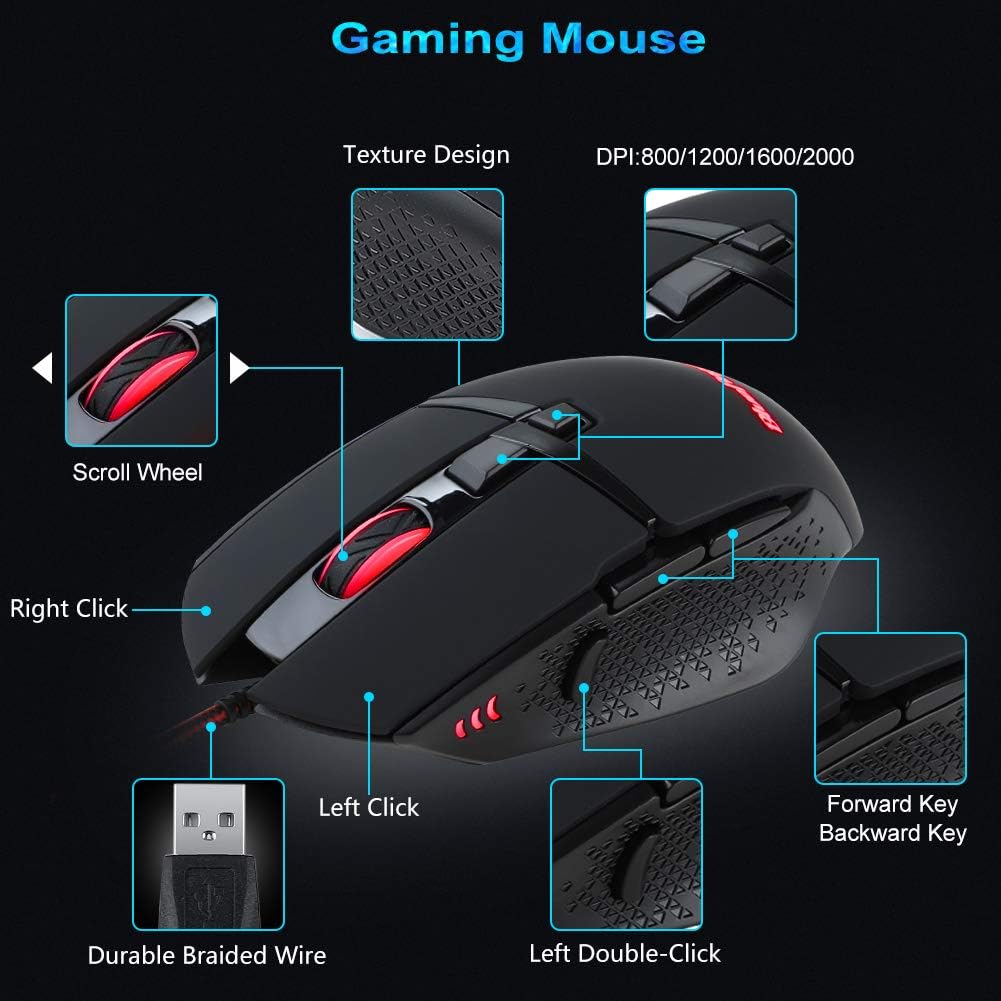 RGB 104 Keys Gaming Keyboard and Backlit Mouse Combo,BlueFinger USB Wired Rainbow Keyboard,Gaming Keyboard Set for Laptop PC Computer Game and Work