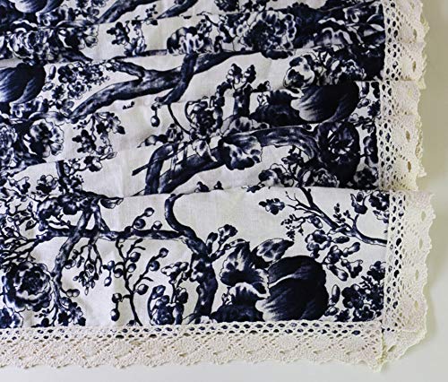 Nappe branche de fleur vintage coton lin lavable pour protéger et décorer votre table - 7
