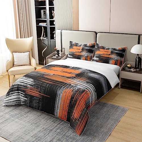 Housse de couette orange et noire en coton pour relooker un lit ado - 3
