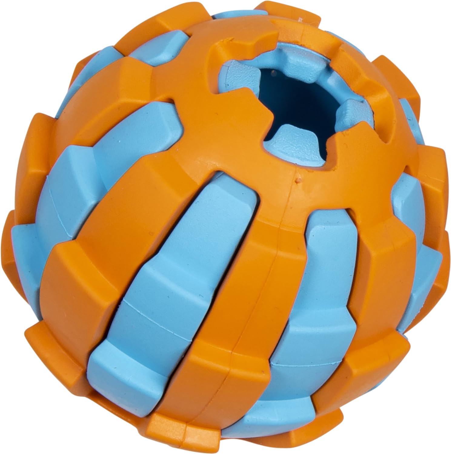 JACK AND VANILLA, Rubber Toys Non Toxic Snack Ball for Animals, Attractive Design, Stimulates Active Play, Diameter 6.5 cm, Light Blue and Orange Colours, Ideal for Small and Medium Dogs, Model Rubber