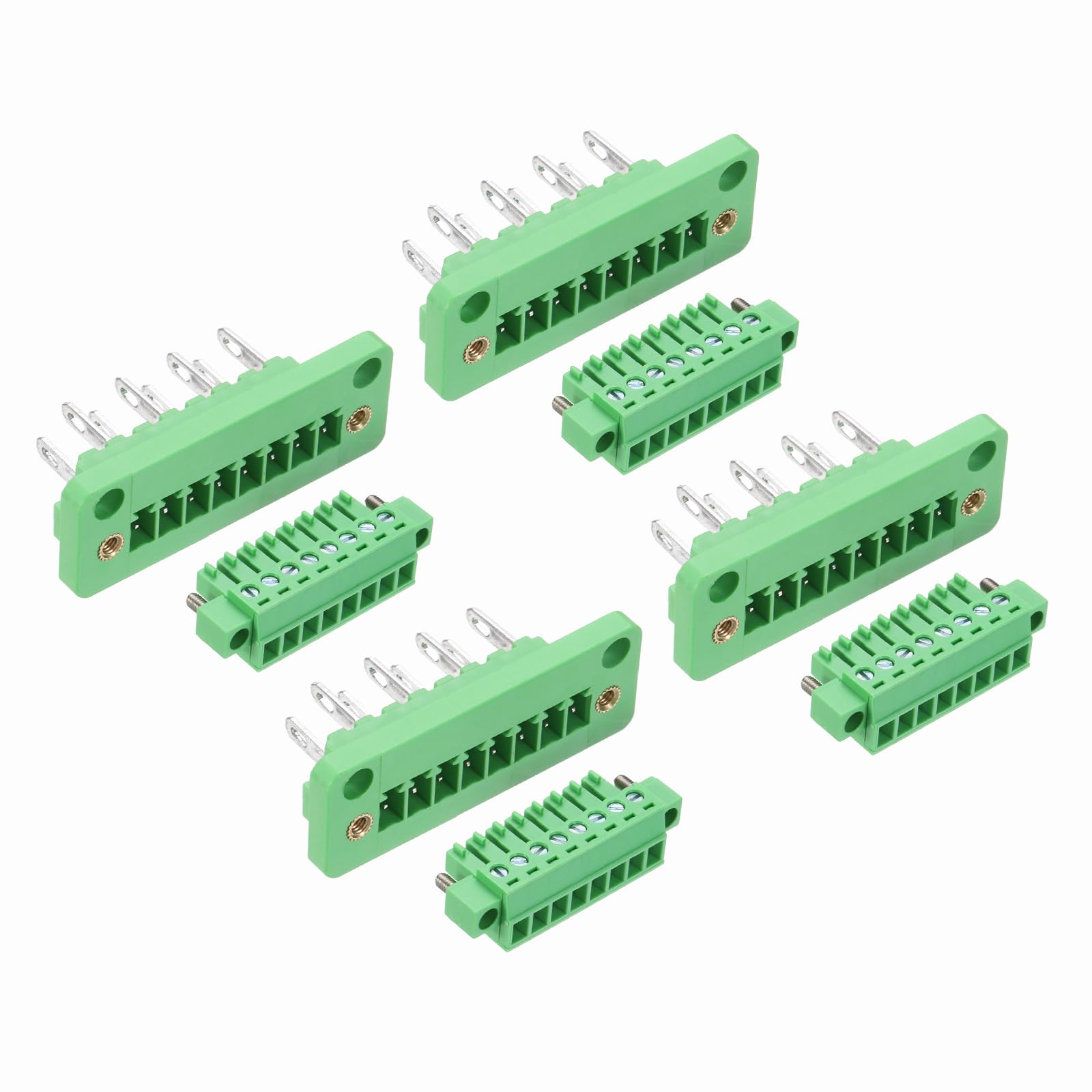 sourcing map 4 Set 8-Pin 3.81mm Pitch Pluggable Screw Terminal Block Connectors, PA66 300V 8A Through-Wall PCB Terminal Connectors for DIY Electronics Automation Power Modules, 28-16AWG Cable