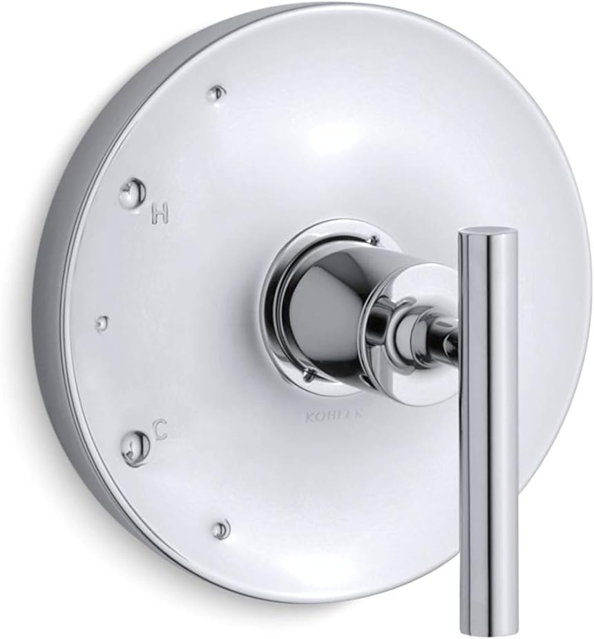 Purist® Rite-Temp(R) shower valve trim with lever handle, temperature control, temperature memory, polished chrome, K-TS14423-4-CP