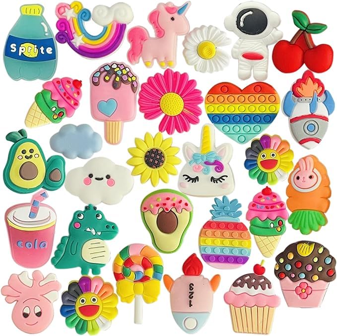 30 PCS Random Shoe Charms for Clog Shoes Decoration, Shoe Decoration Charms Bracelet Wristband Party Favors Gifts Boys Girls Kids Adults