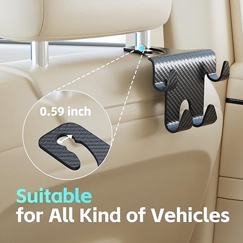 Miniatura 6 de TICARVE Car Seat Hooks 2 Pack Auto Headrest Hooks for Car Back Seat Hooks Hanger Organizer Fit Universal Vehicle, 2 in 1 Car Hooks for Hanging
