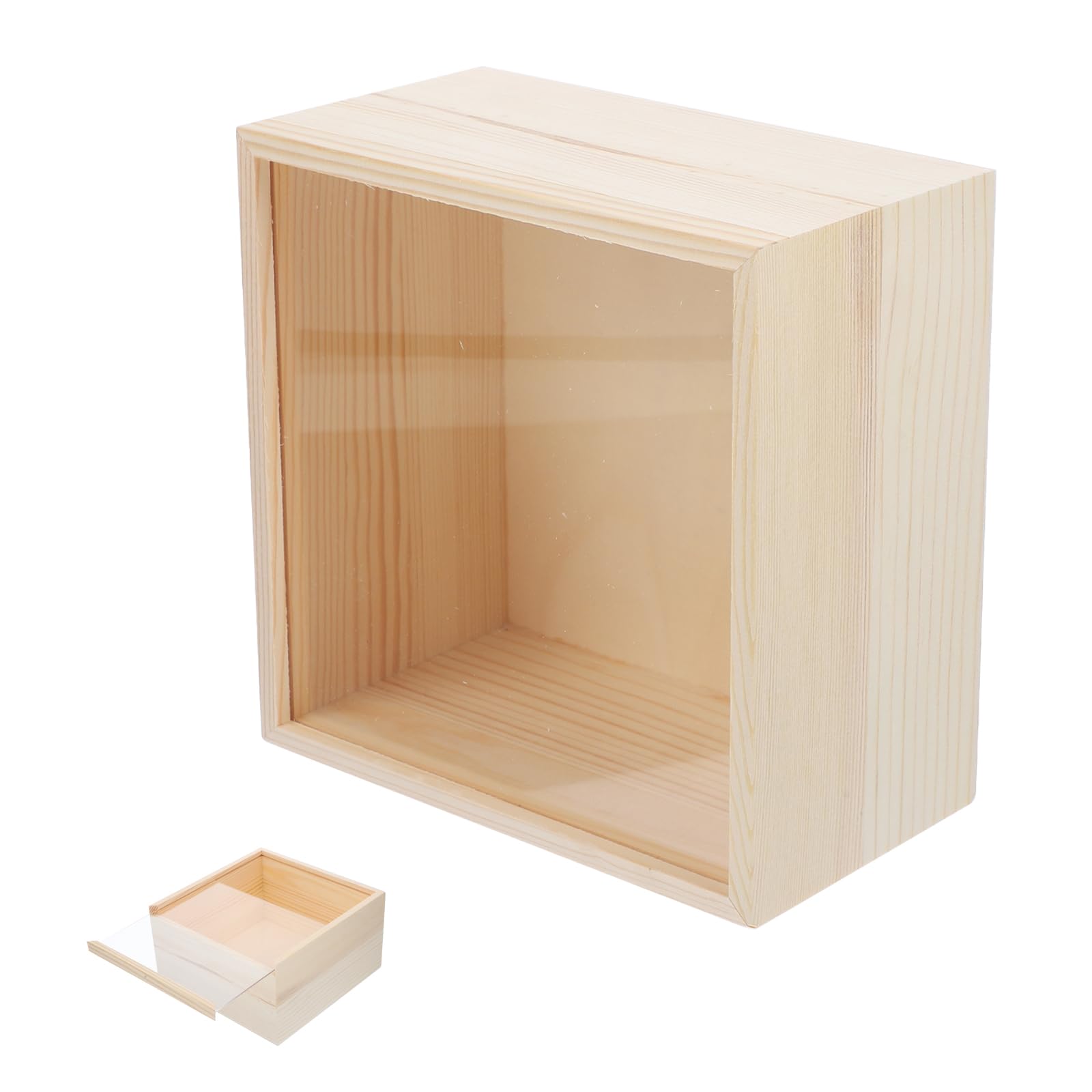 Didiseaon Unfinished Wood Storage Box with Lid Decorative Wooden Box for Jewelry Trinkets and Small Sundries Compact Gift Packing Case for Home Bedroom Shop Display 7.87 X 7.87 X 3.94 in