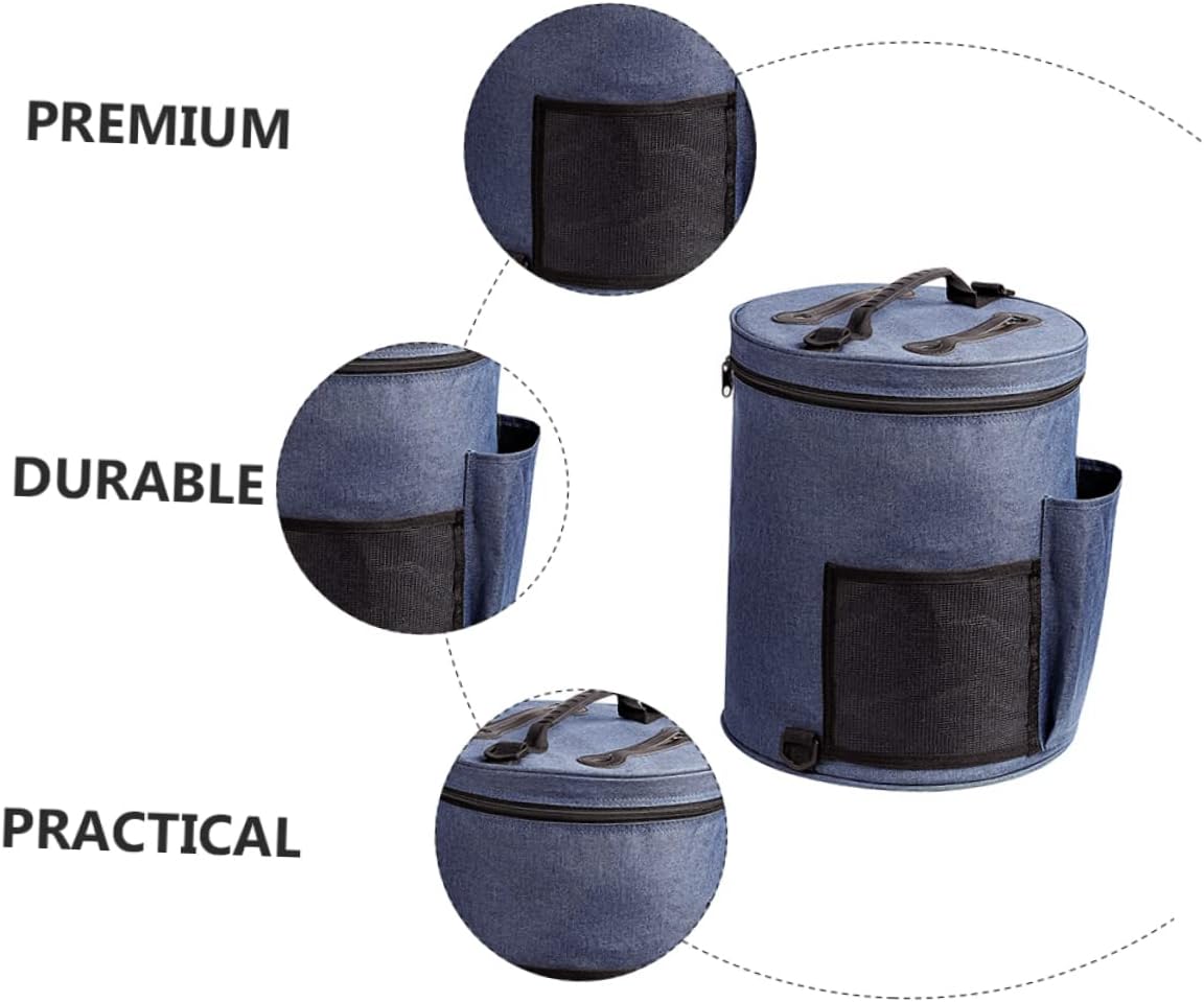 Waterproof Storage Bag for Knitting Yarn, Blue Polyester Travel image 3