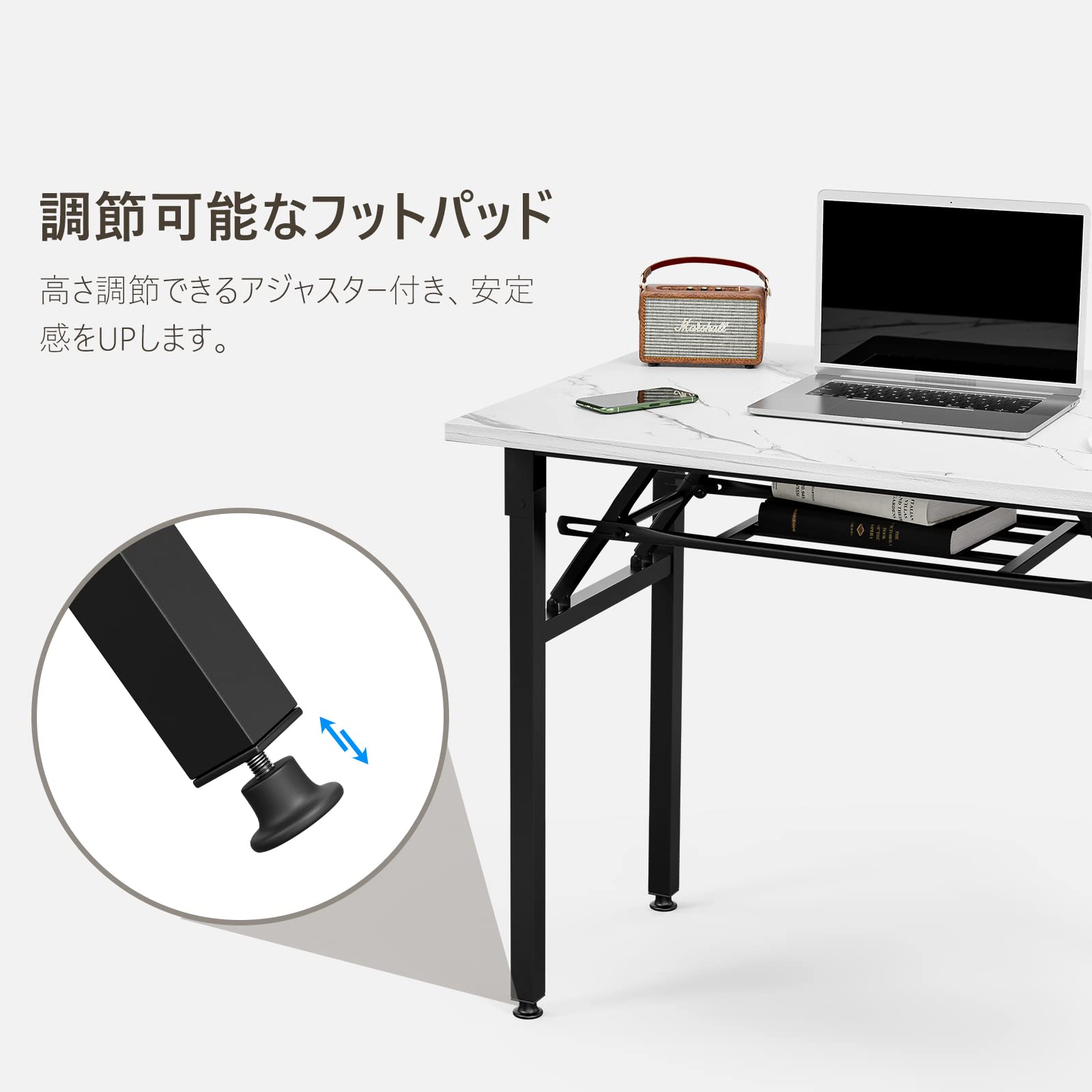 Amazon | FryLR 折りたたみデスク 大理石柄 組み立て不要 80*60*72CM