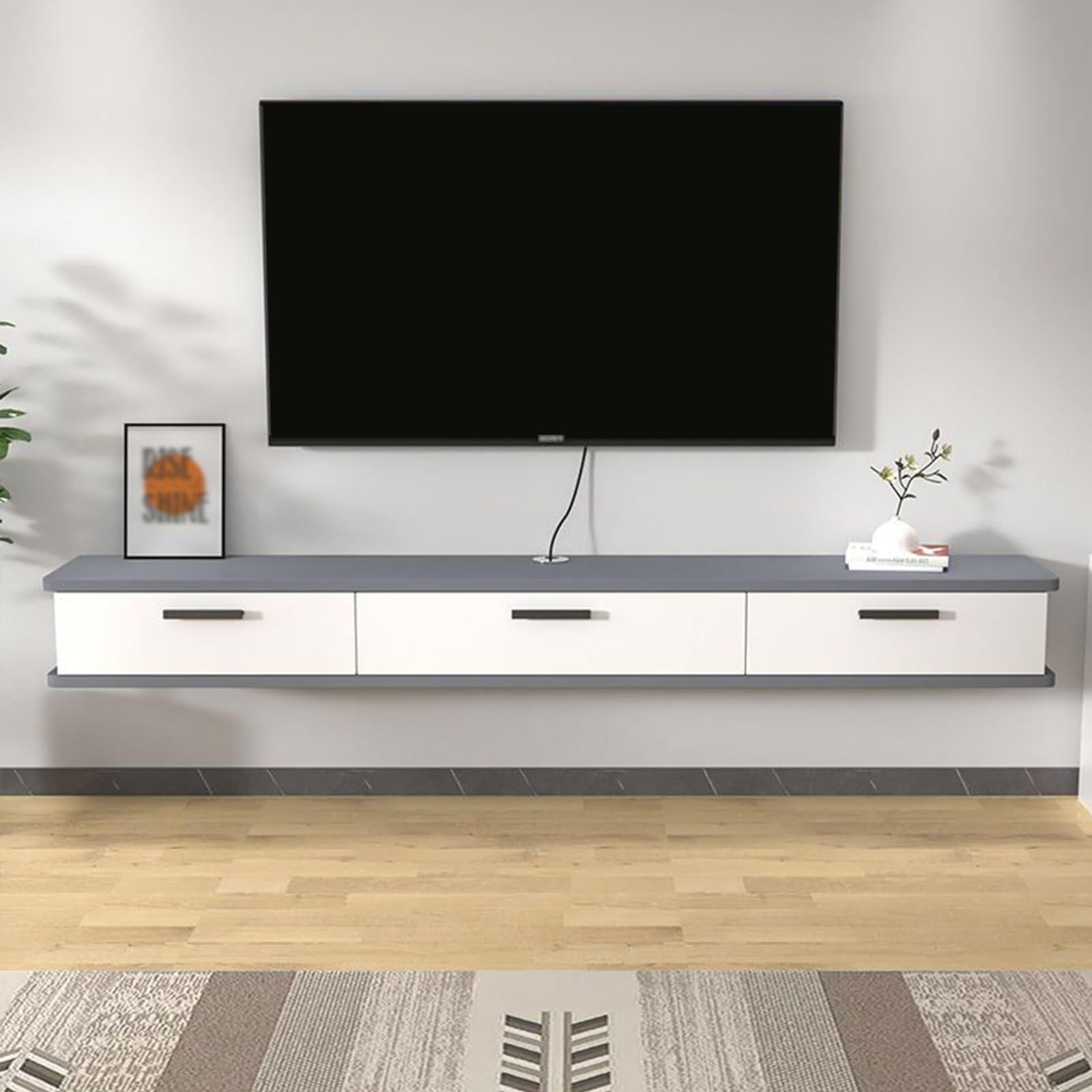 ZBZFGE Soporte para TV Flotante montado en la Pared con Almacenamiento
