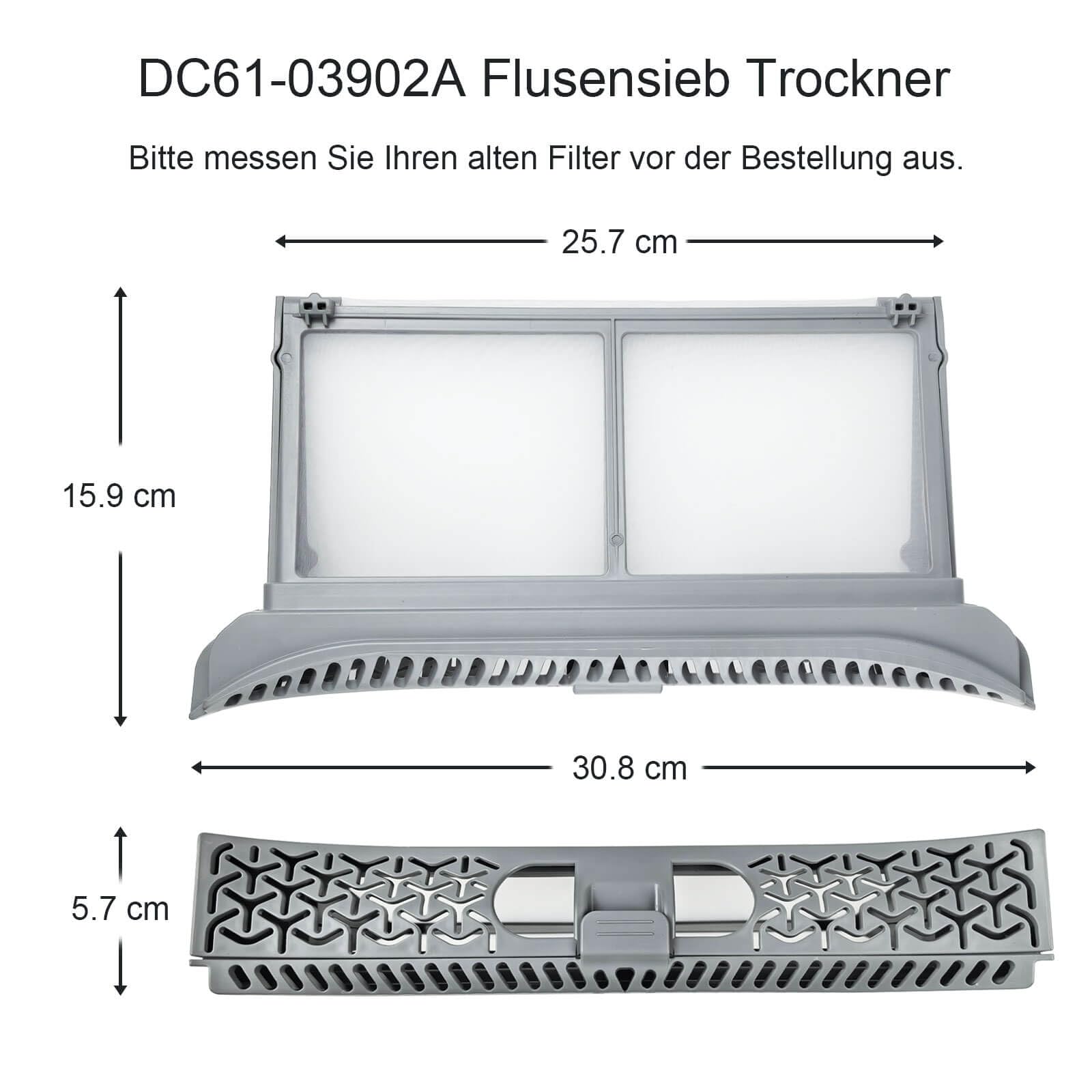 Flusensieb Filter Kompatibel mit Samsung Trockner DC61-03634A Filter DC61-03902A Flusenfilter