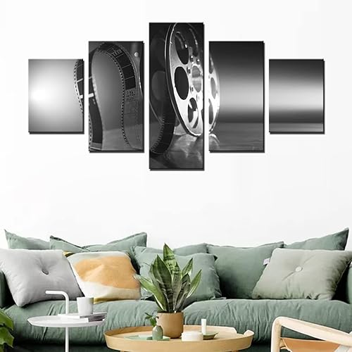 Miniatura 3 de Imágenes en blanco y negro para sala de estar, carrete de película vintage, impresión giclée, multipanel, lienzo, arte de pared, películas, pinturas