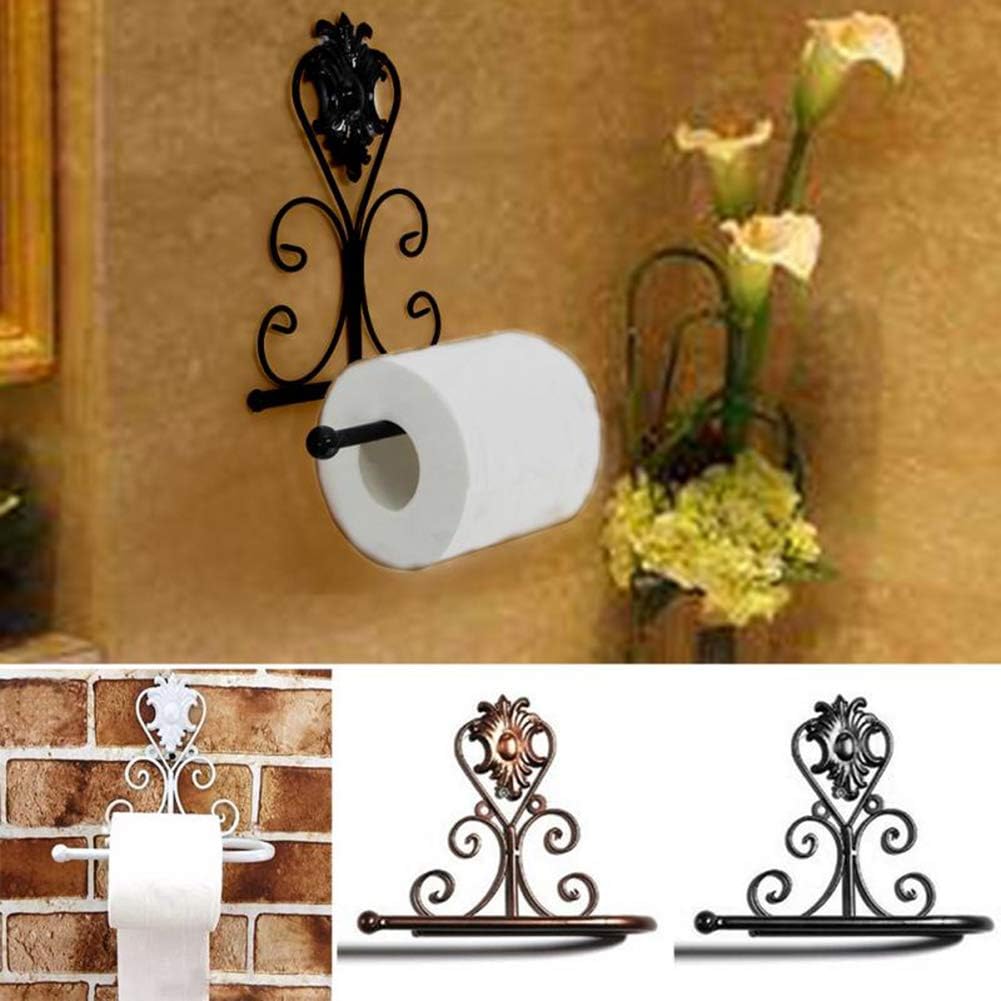 Bathroom Metal Paper Roll Holder Wall Tissue Rack Toilet Storage Shelf Decor Toilet Paper Holder Bathing Tool White