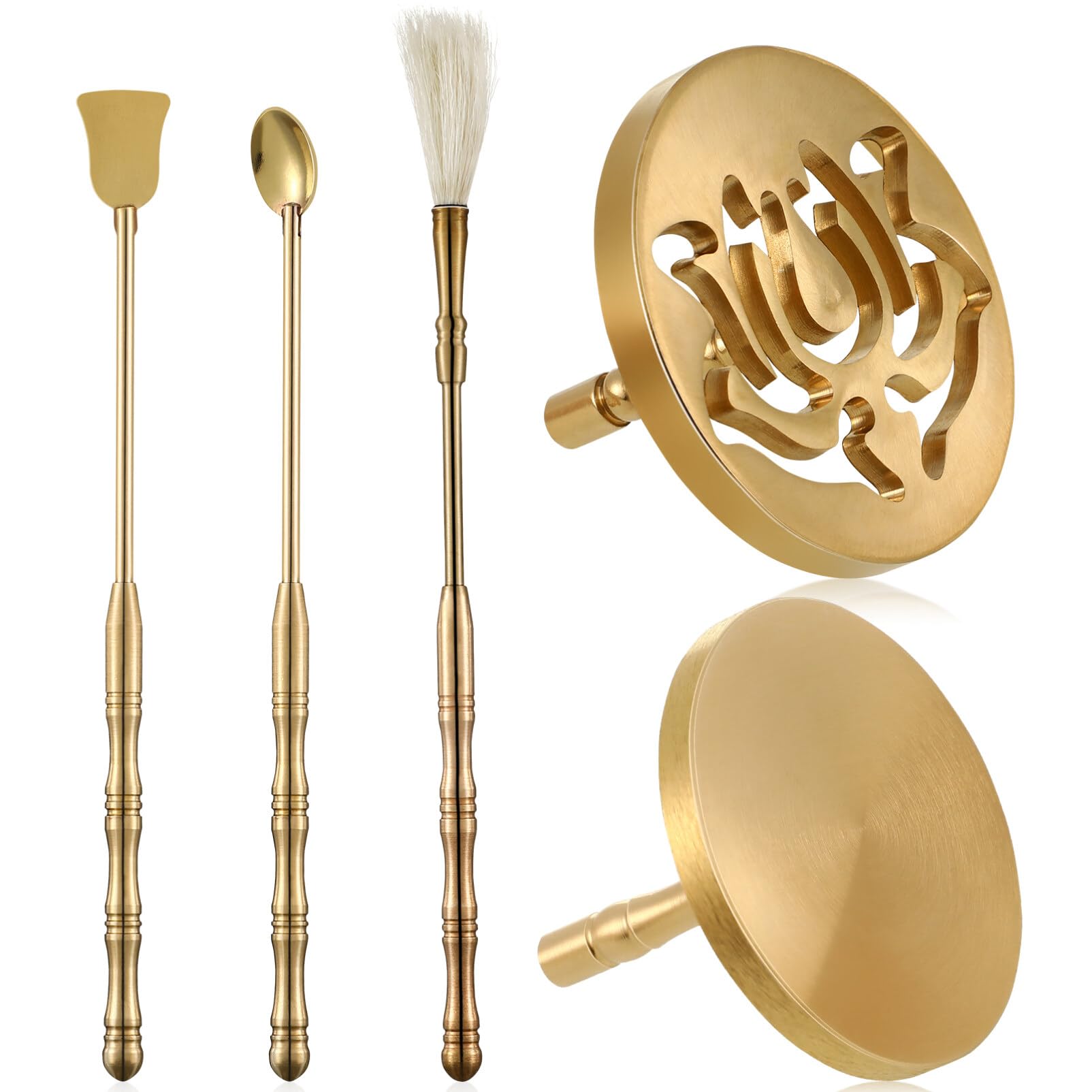DOITOOL 5 Pcs Incense Making Kit Brass Incense Mold Tools Incense Cone Molds Spoon Press Shovel Brush for DIY Yoga Meditation Home Fragrance Accessory