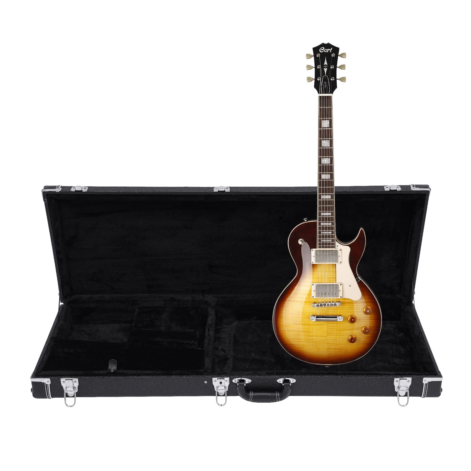 Custodia rigida per chitarra elettrica, portatile, rettangolare, in legno, per chitarra elettrica Tele Fender e Ebenezer, ecc, nero, 105*36*11cm/41.34*14.17*4.33inch, valigetta