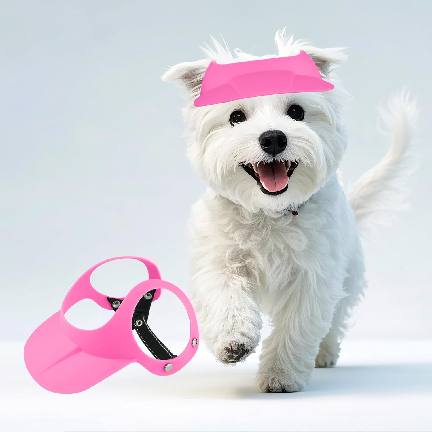 Namsan Dog Hat for Small to Medium Dogs Between 16.5-27.5lb, Motorcycle Dog Sun Hat with Ear Holes, Stylish Doggy Visor, Empty Top Doggie Helmets, Adjustable, Easy Wear, Pink
