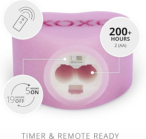 Miniatura 5 de Luminara XOXO - Vela LED de corazón de orquídea pastel sin llama, 3.5 x 4.5 pulgadas, colección del día de San Valentín