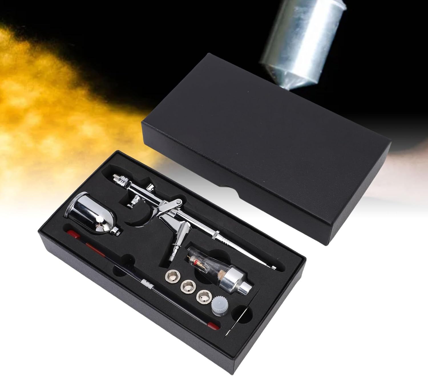 Garosa Painting Airbrush Set, Double Action Feed with 0.3mm Rapid Release Nozzle 15CC Cup for Makeup, Model, Furniture Repair