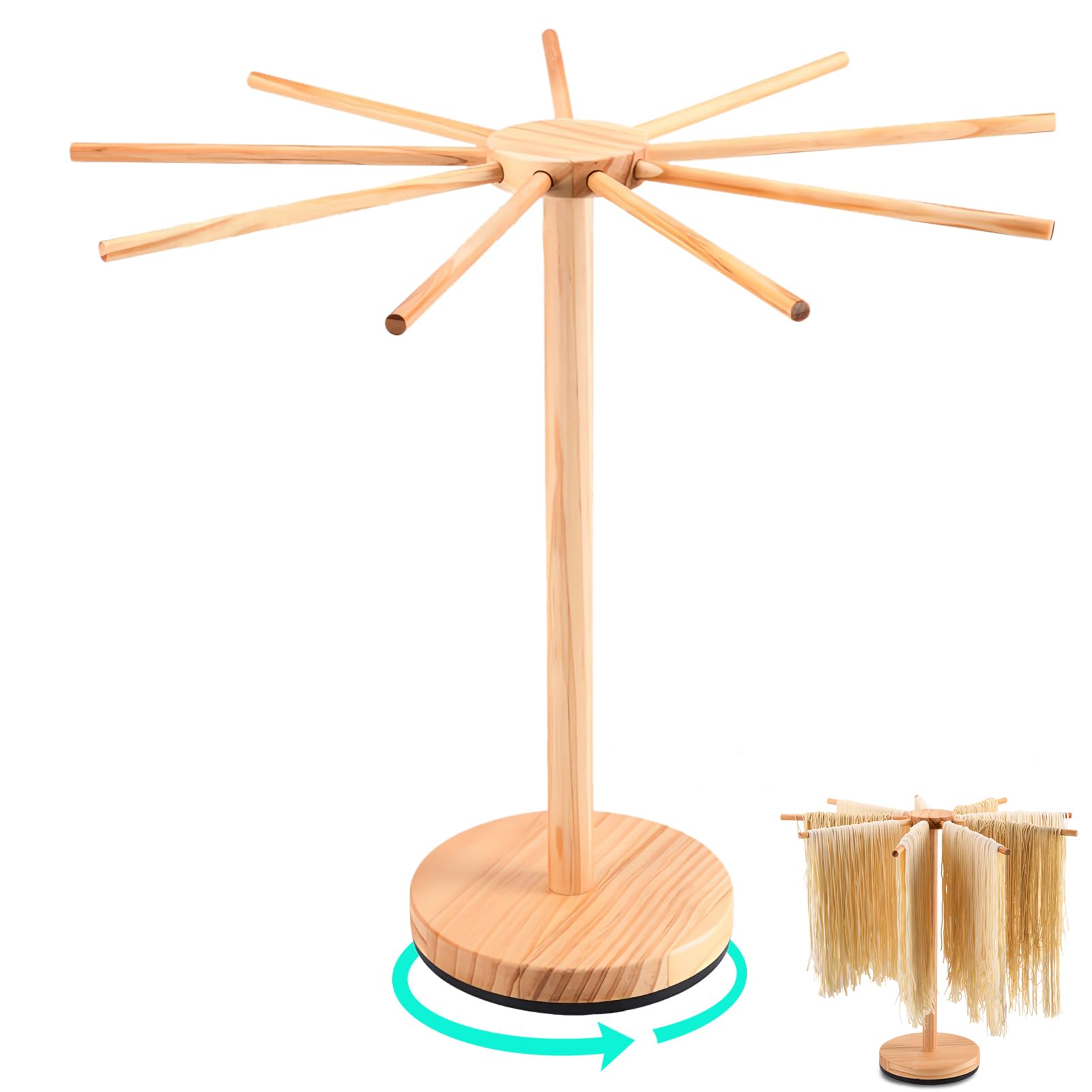 Grand séchoir à pâtes fraîches rotatif en bois pliable