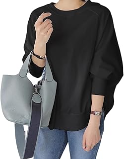 [7-livehouse] トレーナー レディース スウェット パーカー カットソー レディース 長袖 トップス 春 秋 冬 プルオーバー 大きいサイズ ゆったり ドルマン袖 長袖tシャツ 体型カバー おしゃれ 無地 韓国 カジュアル 通勤