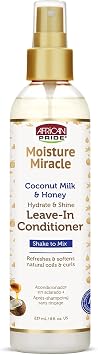 African Pride Moisture Miracle Coconut Milk & Honey Leave-In Conditioner - Refreshes & Softens Natural Coils & Curls, Hydrates & Shines Hair, 8 oz