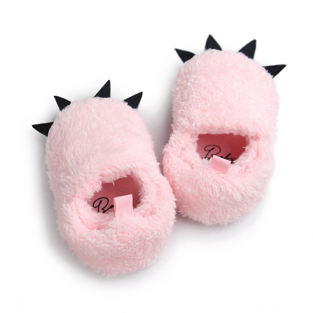Baby Boys Girls Bear PAW Animal Slipper Boots Toddler Infant Crib Shoes First Walking Prewalker Shoes, Anti-Slip Soft Sole Sneaker, Plush Furry House Slippers for 0-6 Months (Pink)