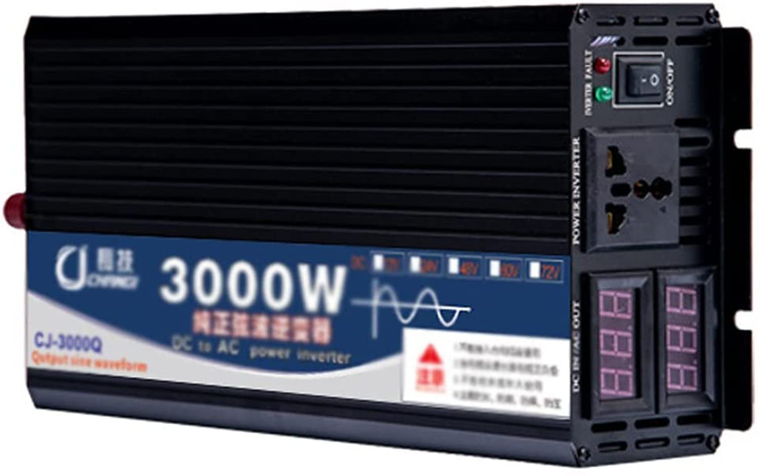 3000W 4000W 5000W Reiner Sinus Wechselrichter Reiner Sinuswelle 12V 24V 48V 60V auf 220V 230V 240V Transformator Stecker Auto für Auto LCD Monitor, FüR Reisen Freien Wohnmobilen (12vTo110v,3000W)