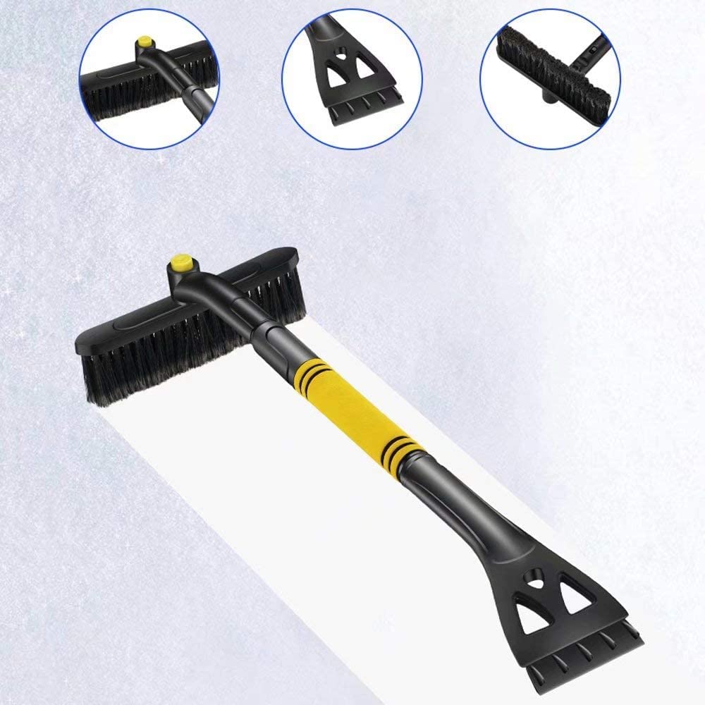 Grattoir à Glace Brosse à Neige pour Voiture 2in1 Neige Mousse grattage enlèvement Gonflable Neige Moteur Rotatif tête de Brosse