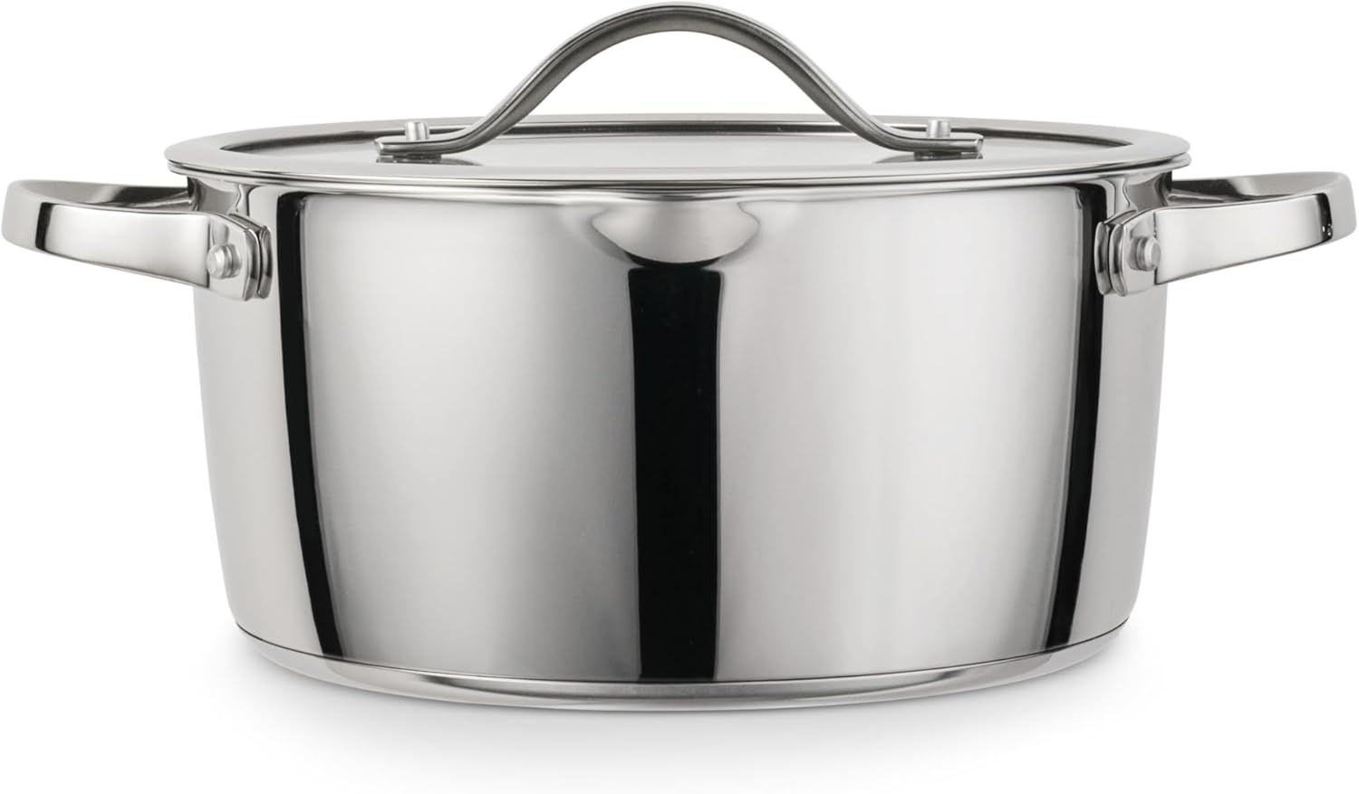 Tramontina Tempo Tri-Ply Base Stainless Steel 5-Quart Dutch Oven Pot with Glass Lid, Induction-Ready, Oven-Safe, Dishwasher-Safe