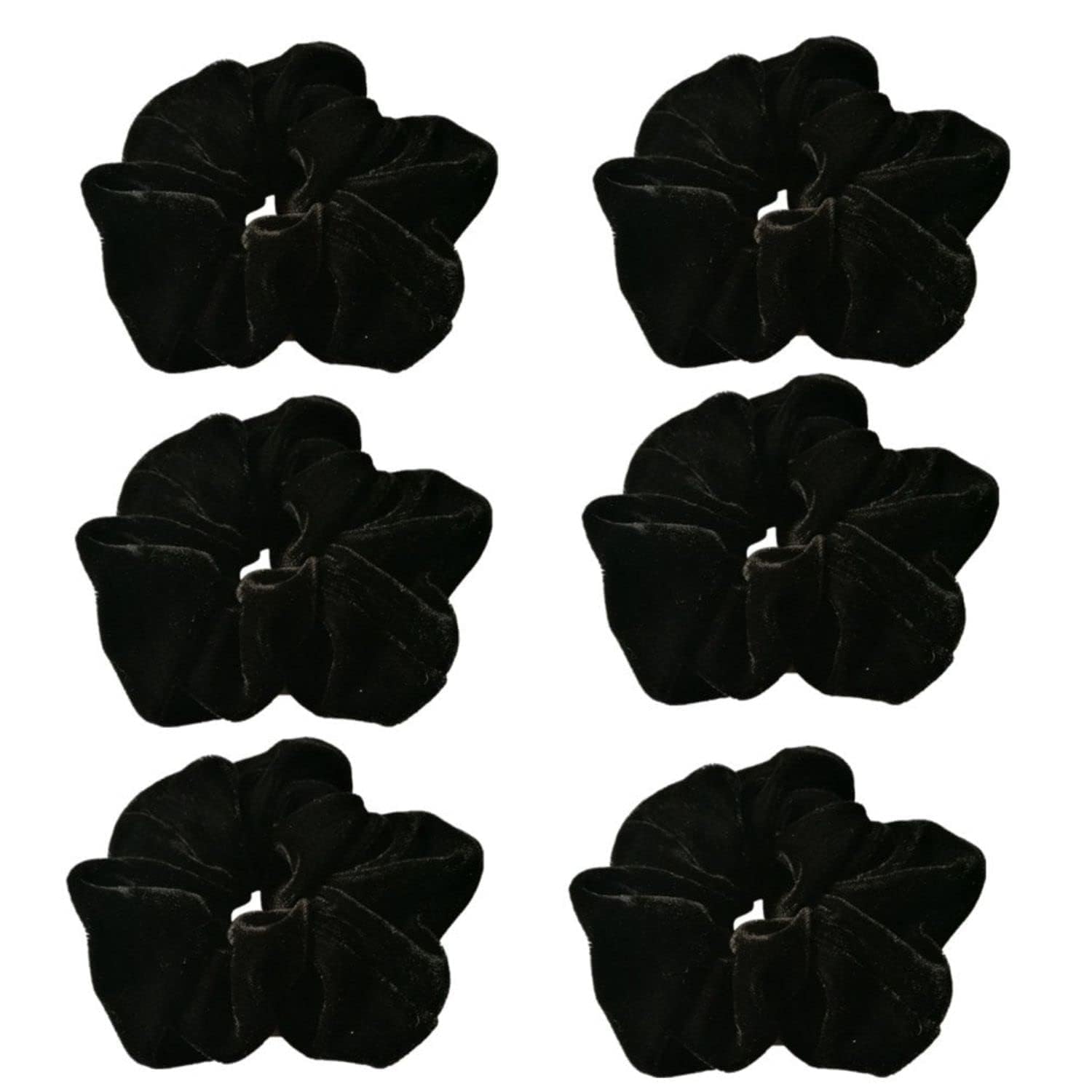 H-STYLE STORE 6 Pcs Black Color Large Size Velvet Scrunchies for Women Hair Elastic Bands, H for girlair accessorice, rubber band-image-44