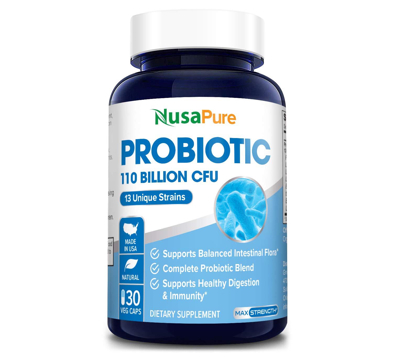 Probiotics 110 Billion CFU Per Veggie Caps 13 Strains - 30 Capsules (Non-GMO & Gluten Free) Supports Healthy Digestion and Gut Balance