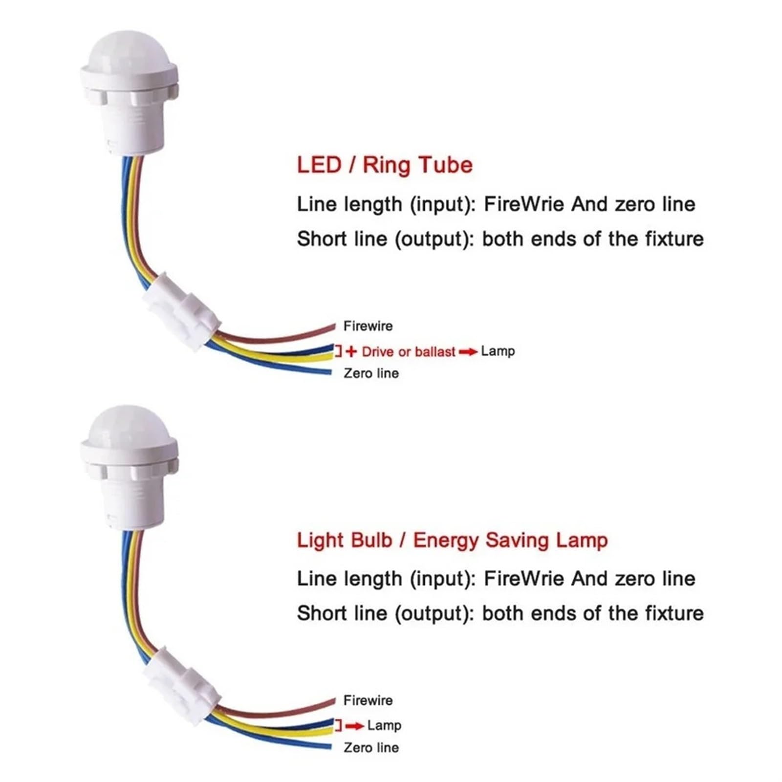 Capteur De Lumière Automatique De Mouvement Infrarouge Pir, Interrupteur De Détection IR 12V 24V DC 110V 220V AC, Lampe De Nuit À Induction du Corps Humain, 10/5 Pièces (Color : 10pcs 9-60VDC)