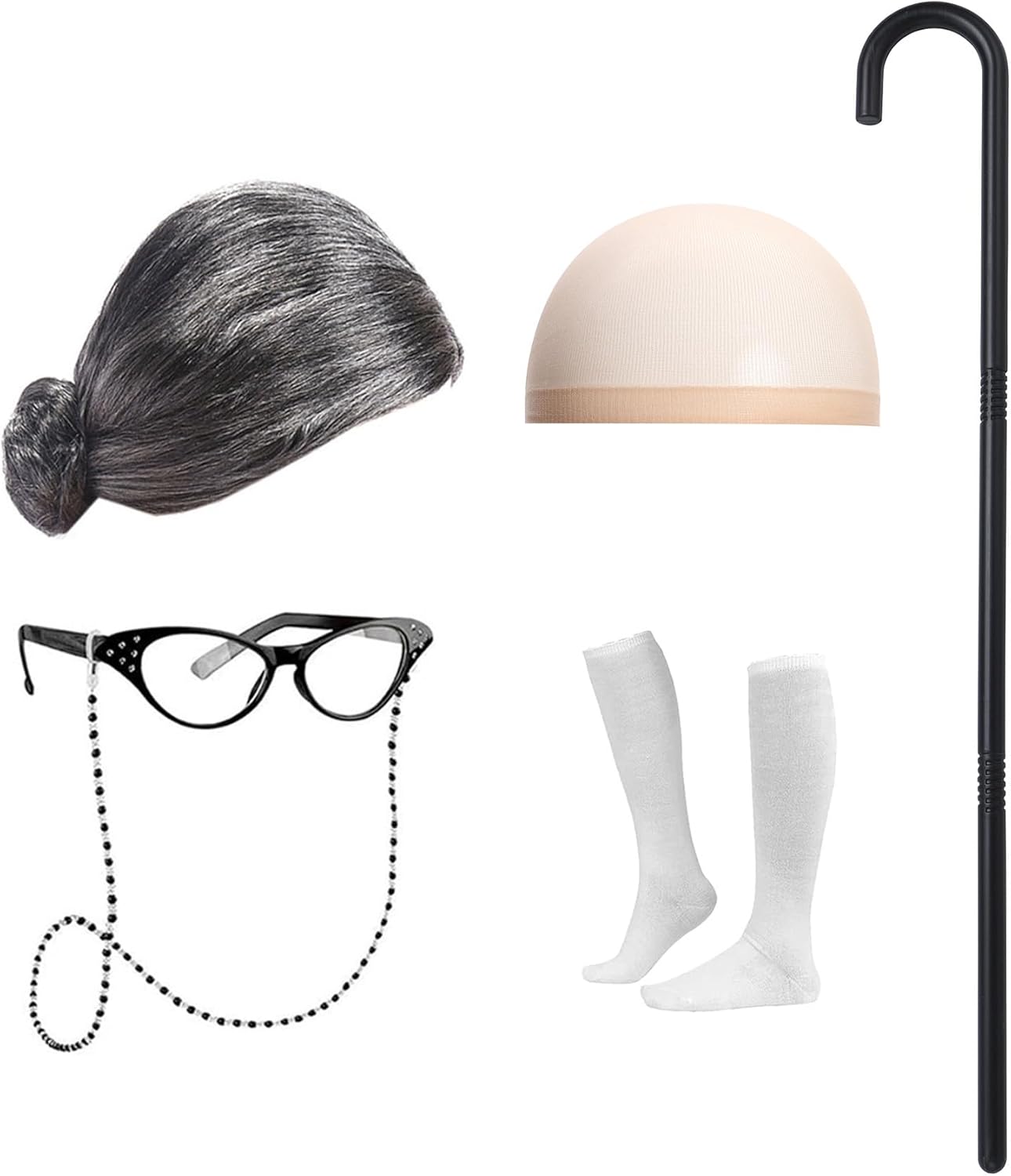 Old Lady Costume for Kids Girls Grandma Dress with Cardigan 100 Days of School Costume Halloween Fancy Dress Outfit - Image 5