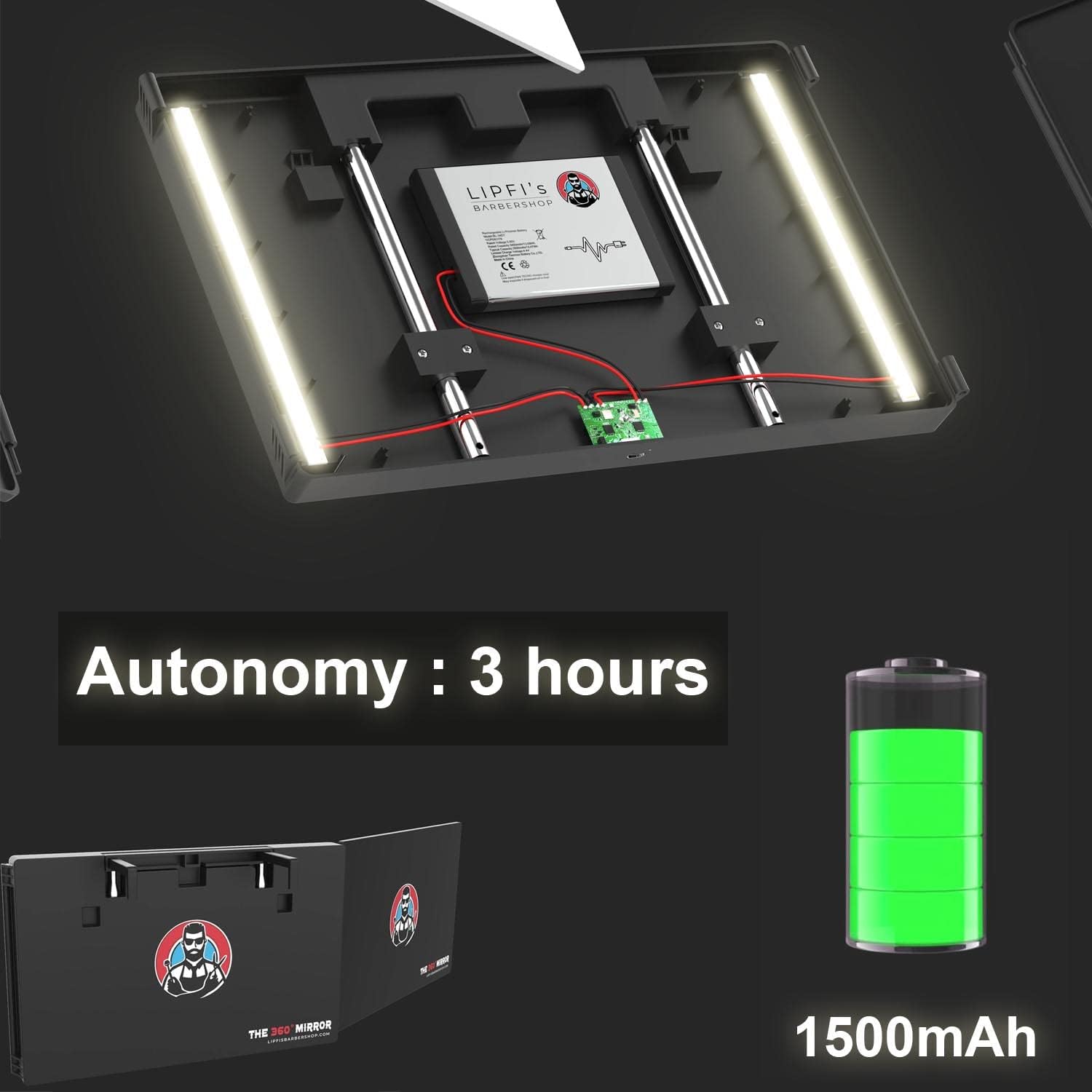 The 360 LED Mirror - Adjustable Telescoping Hooks, Perfect Self Haircut Mirror for Men - 3 Way Mirror for Hair Cutting - Mirror to Cut Your Own Hair (With LED Lights) : Industrial & Scientific