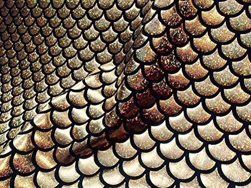 LushFabric Mermaid Scale Print Fabric Fish Tale Scales Foil, 2 Way Stretch Material Lycra Spandex, Bikini, Costume, Dress - Image 3