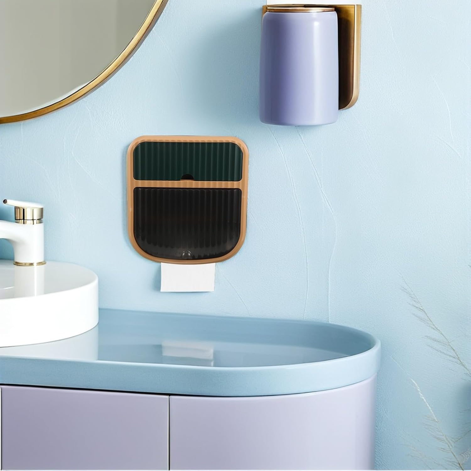 Waterproof Wall Mounted Toilet Paper Holder for Bathroom Plastic Green image 5