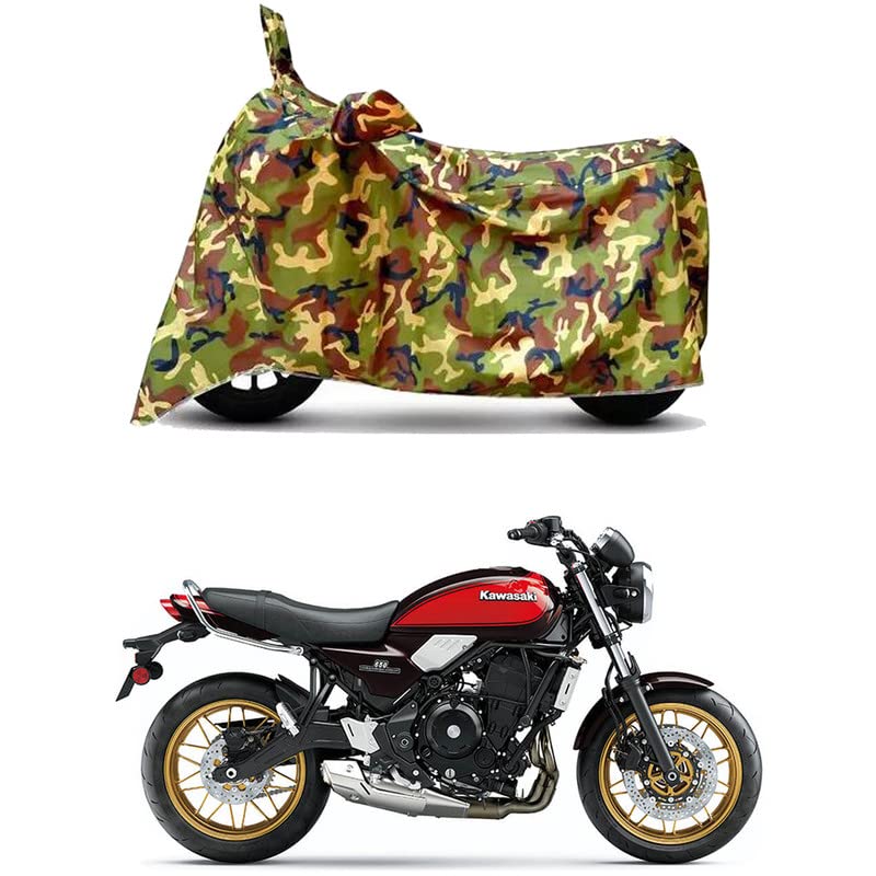 Image of Waterproof 100% PVC Coated Full Bike Scooty Two Wheeler Body Cover Compatible for KawasaZ650RS BS6 /UV-Rays /Heat Protection /Birds Dropping /Scratchproof /Dust Proof [6X6 Jungle Print]