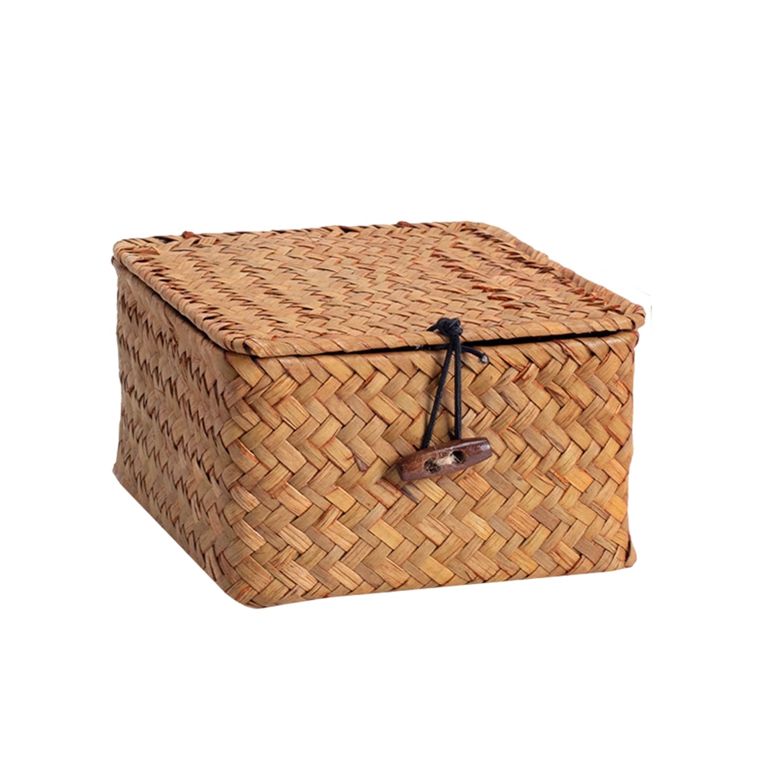 NEWFT Natural Wicker Storage Basket with Lid Promoting Airflows Container for Baby Items and Linens in Homes User Friendly Organizers